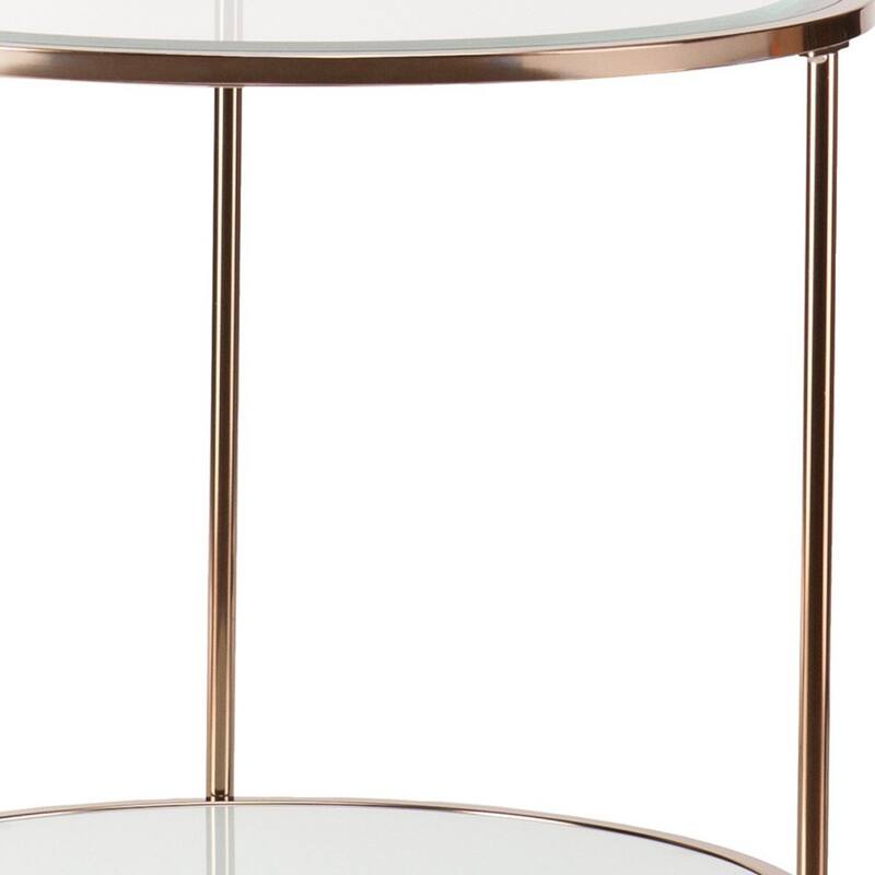 HomeRoots 26" Gold Glass And Iron Round End Table With Shelf - 24.25x24.25x26.25