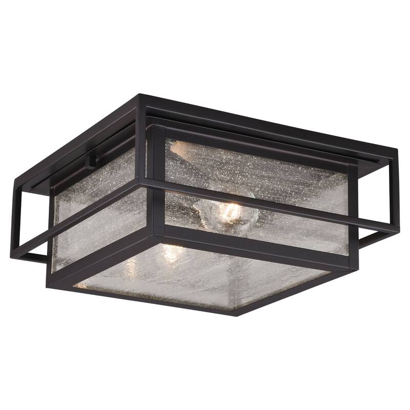 Outdoor Ceiling Light Bronze Flush Mount - Boho Style Clear Glass - Porch Entryway Lighting 12 Inch - 5.25