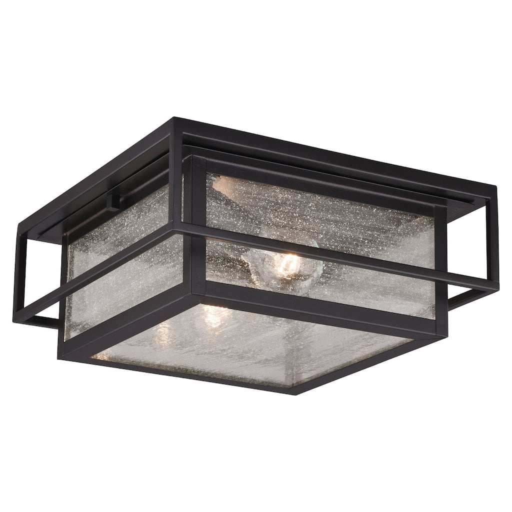 Outdoor Ceiling Light Bronze Flush Mount - Boho Style Clear Glass - Porch Entryway Lighting 12 Inch - 5.25