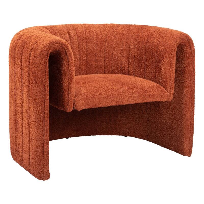 HomeRoots 37" Burnt Orange Sherpa And Upholstered Tufted Arm Chair - 37' X '27.6' X '30