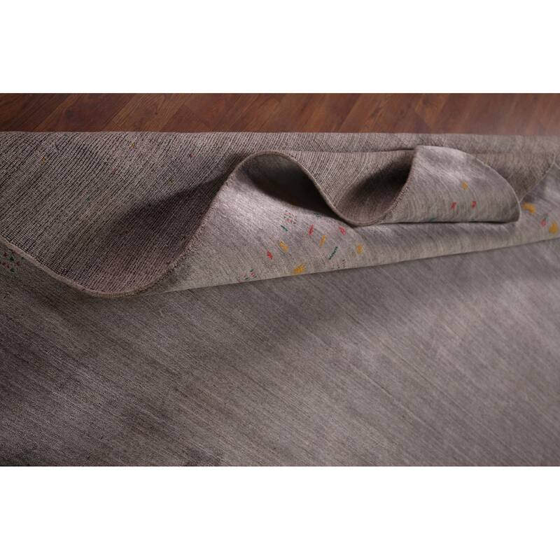 Gray Gabbeh Indian Area Rug Handmade Silk Carpet - 7'10"x 9'7"