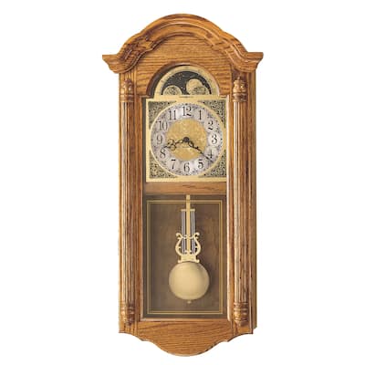 Howard Miller Fenton Grandfather Clock Style Chiming Wall Clock with Pendulum, Vintage, Old World, Classic Design