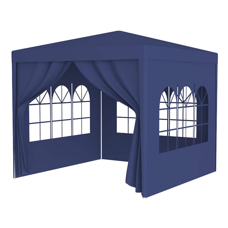 10'x10' Party Tent Outdoor Heavy Duty Gazebo Wedding Canopy + 4 Removable Walls - Blue