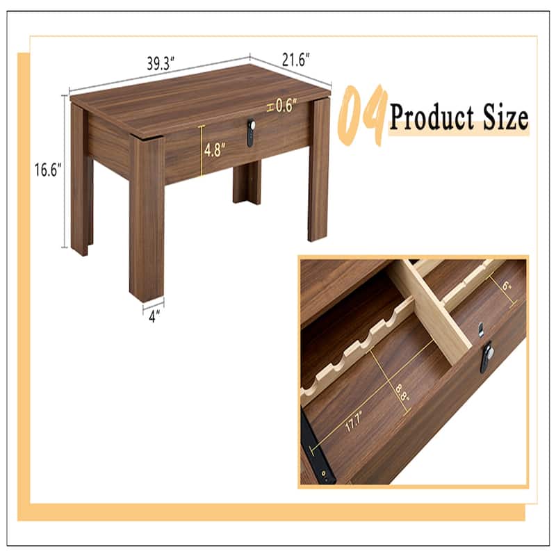 Multi-functional MDF Coffee Table with Password Lock