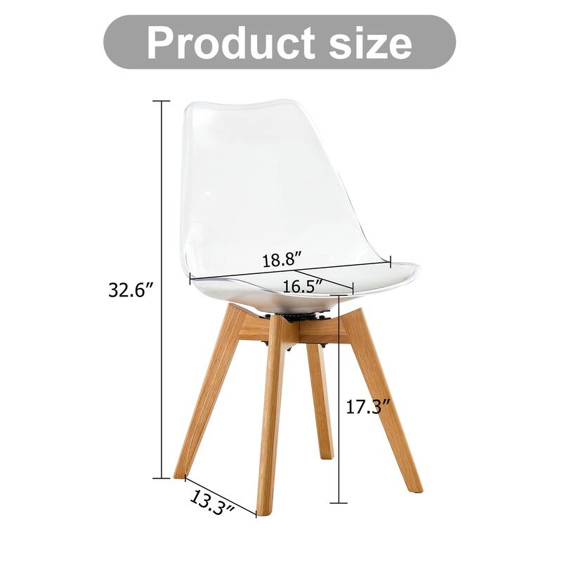 Modern 360°Swivel Crystal Dining Chair,PET Backrest PU Seat Cushion and Oak Legs(Set of 4)