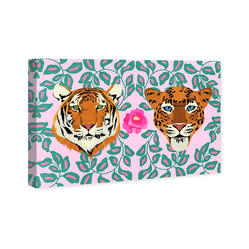 Wynwood Studio Canvas Animals Welcome to our Jungle Pink and Modern & Contemporary Wall Art Canvas Print