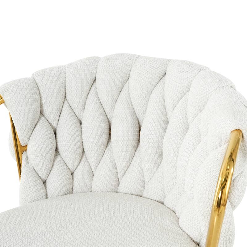 3 Piece Round Tempered Glass Dining Table Set, with Gold-plated Metal Legs