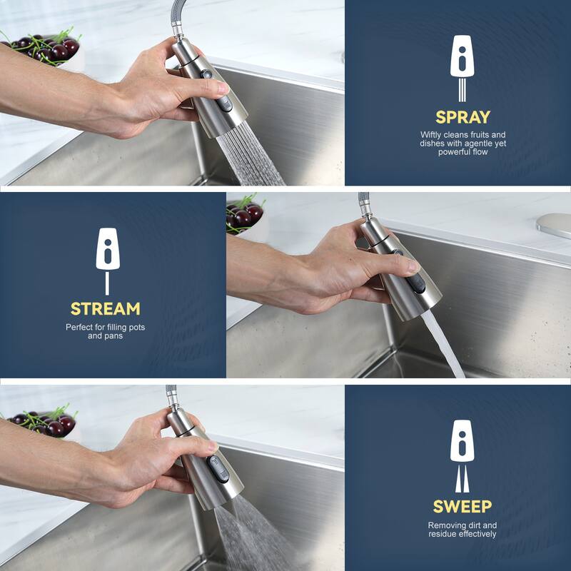 WOWOW Pull Down Sprayer Kitchen Faucet with Dishwasher Air Gap
