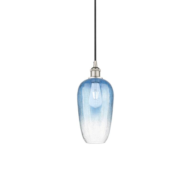 Innovations Lighting 616-1P-15-7 Brookhaven Flute Pendant Brookhaven - Polished Nickel / Sapphire Blue