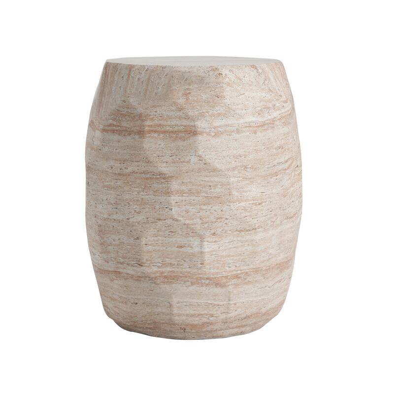 Outdoor Indoor Lightweight Concrete Side Table, Travertine Finish - 17.77