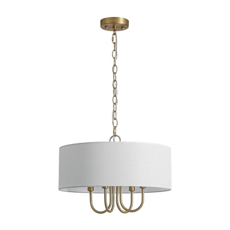 Modern Farmhouse 4-Light Drum Linen Shade Chandelier - 17.7 in