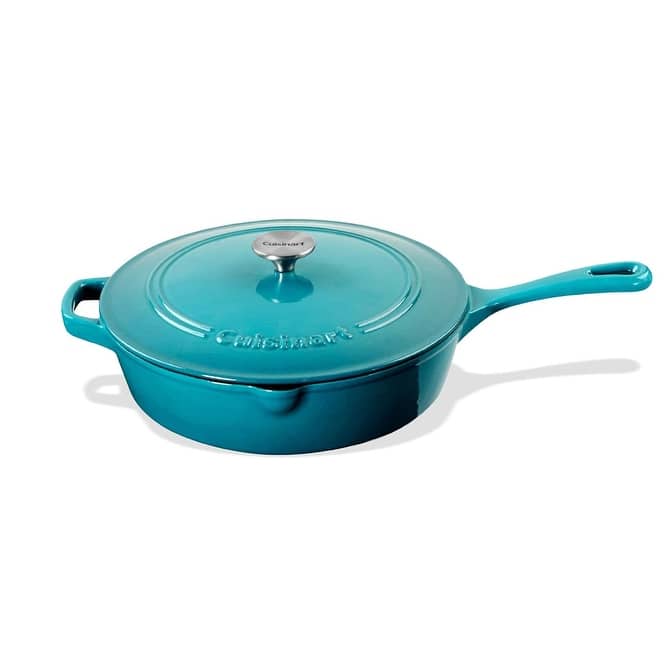 Cuisinart 12 Inch Cast Iron Chicken Fryer with Lid, 4.5 Quart Capacity, Porcelain Enameled Interior, Oven/Induction Safe