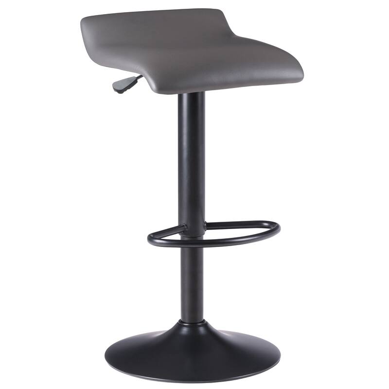 2-Pc Adjustable Swivel Seat Stool Set, Black and Slate Gray - 15.16 x 15.16 x 34.45 inches