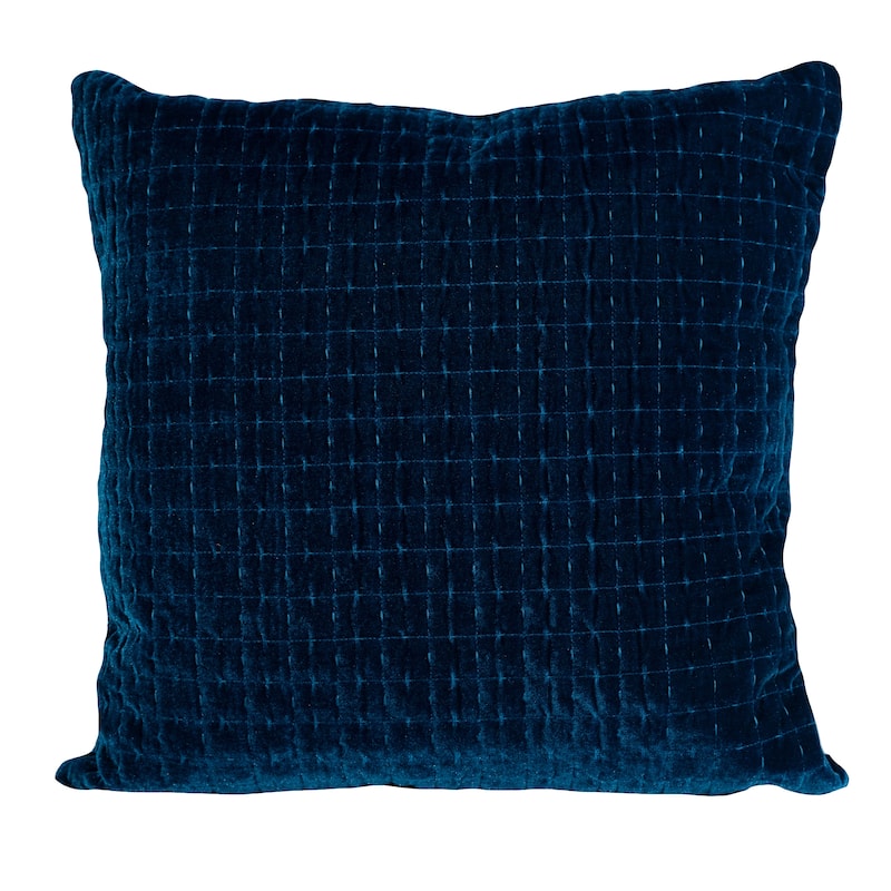Layla Quilted Velvet Accent Pillow Cushion 18x18 Grey - Teal