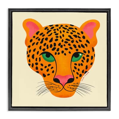 Stupell Modern Leopard Wildlife Face Framed Floater Canvas Wall Art Design By Carrie Cantwell