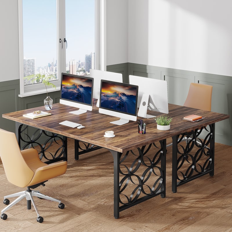 63-inch Executive Desk, Modern Office Desk with Strong Metal Frame for Home Office