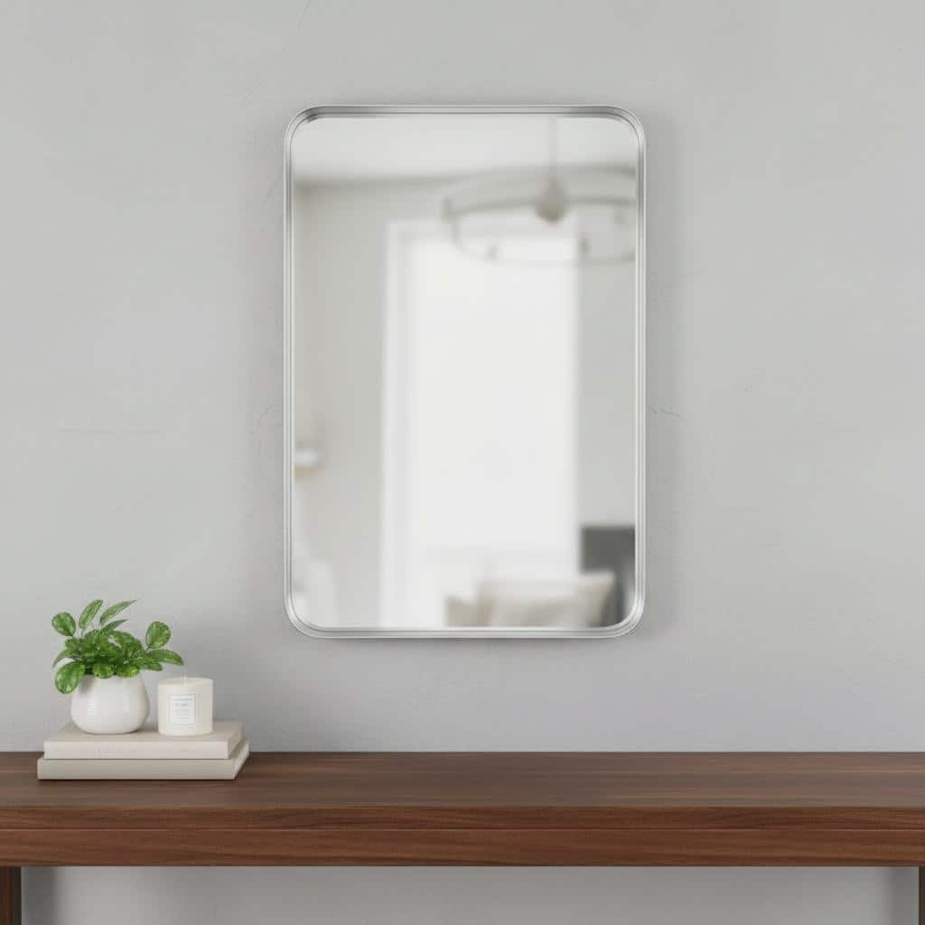 HomeRoots 50" Silver Metal Framed Accent Mirror - 31.83 in. x 49.91 in. x 1.96 in.