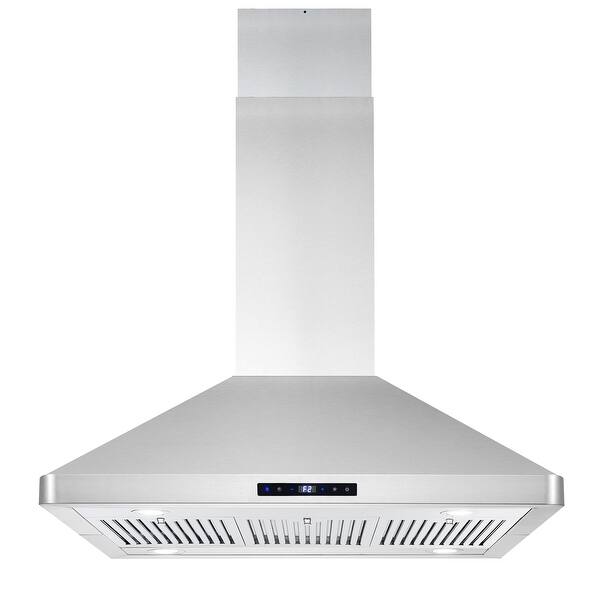 slide 2 of 11, Cosmo 36 in. Ducted Island Mount Range Hood in Stainless Steel with LED Lighting, Permanent Filters