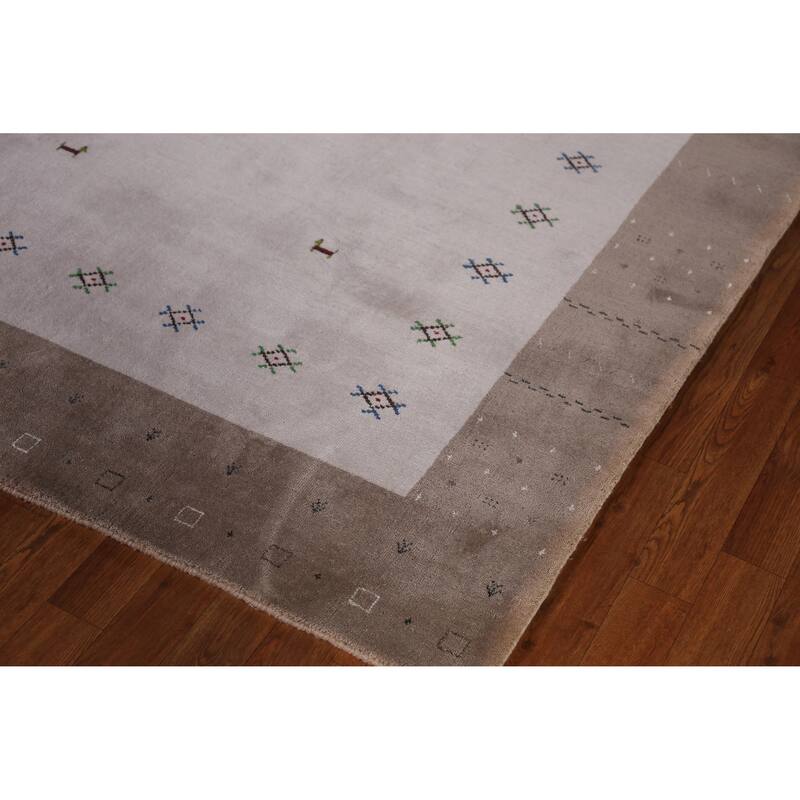 Hand Knotted Oriental 100% Wool Carpet Tribal Animal Pictorial Greys & Charcoal Gabbeh Area Rug - 7' 5'' X 5' 5''