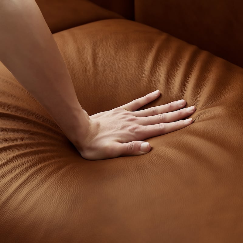 Manar Mid-Century Modern Luxury Genuine Leather Couch