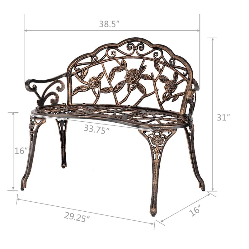 Outdoor Bronze Finish Cast Aluminum Bench