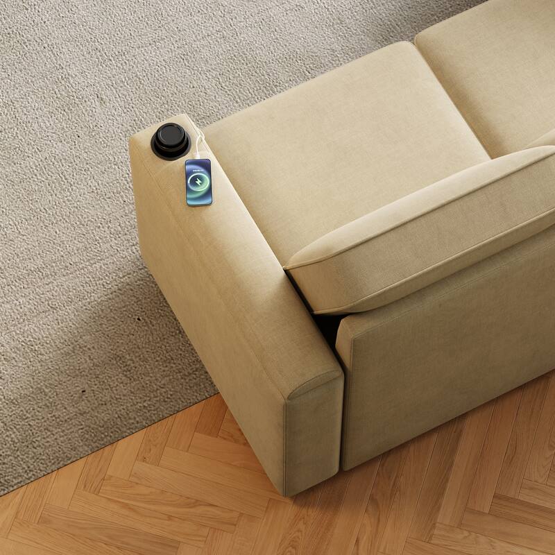 Sleeper Sofa with Storage, Cup Holder and USB Charging Port,Couch with Pull Out Bed, Daybed for Living Room Bedroom