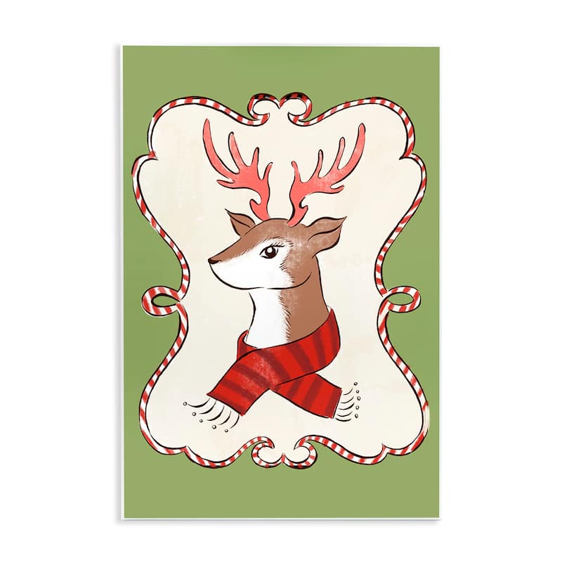 Stupell Festive Winter Deer in Scarf Wall Plaque Art Design By Hannah Moren - 13 x 19