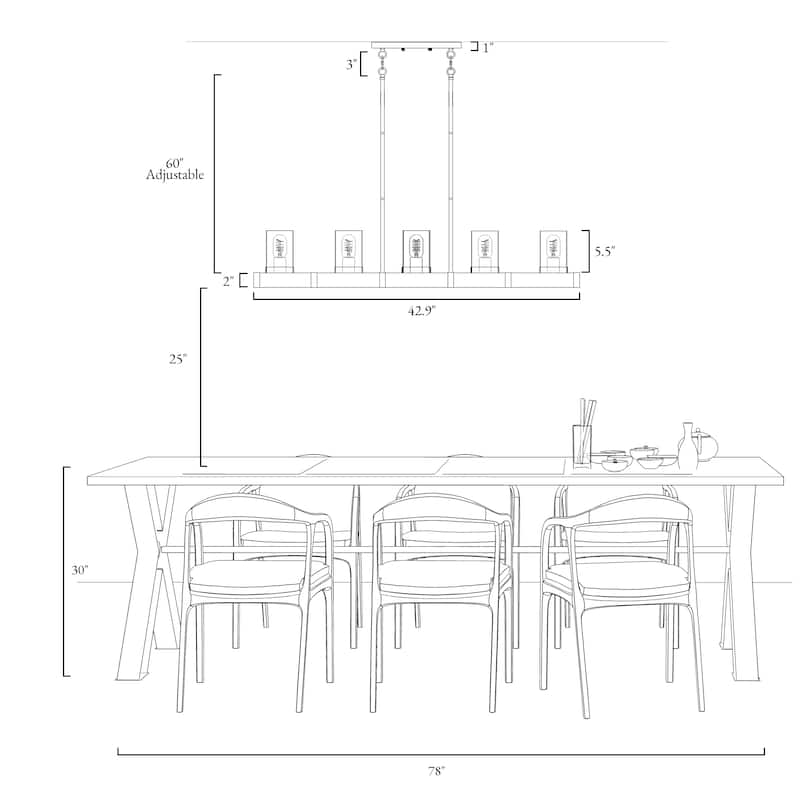 Modern Farmhouse 5-Light Wood Chandelier Rustic Island Lights for Dining Room