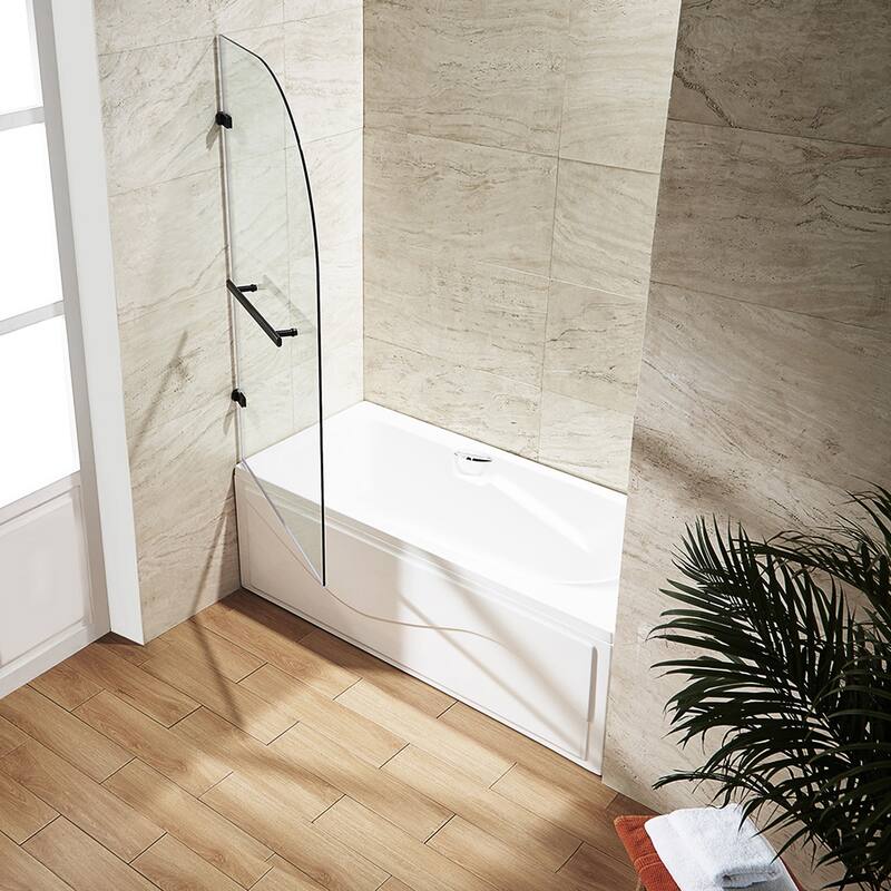 Vigo Orion 58" High x 34" Wide Hinged Frameless Tub Shower Door with