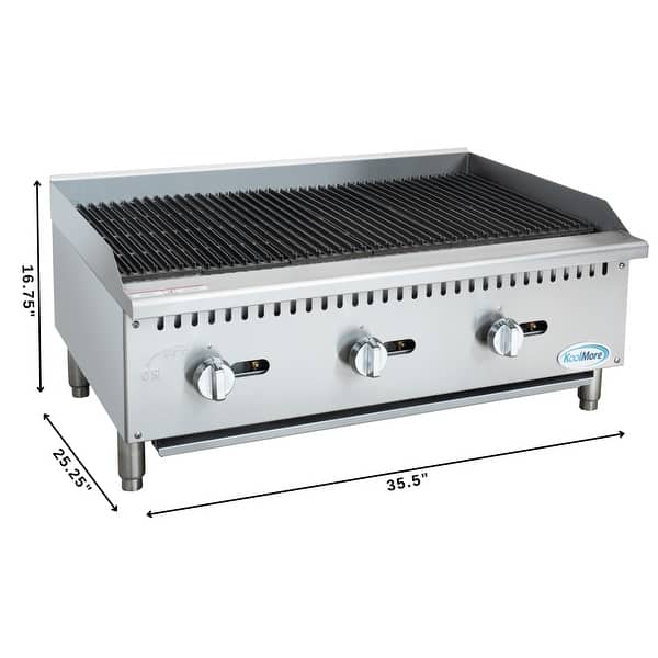 36 in. Commercial 3Burner Natural Gas Charbroiler with 90,000 BTU in