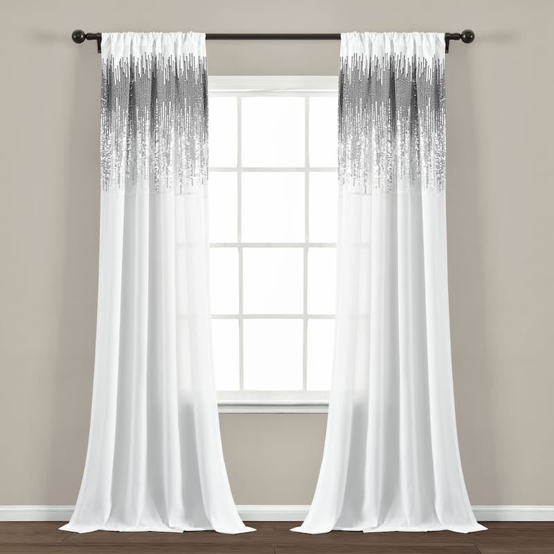 Lush Decor Shimmer Sequins Window Curtain Panel Pair - 84" x 42" - 84" x 42" - White