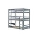 preview thumbnail 15 of 56, Rubber Wood Detachable Triple Twin Bunk Bed with Two Built-in Ladders,Guardrails,Kids and Baby
