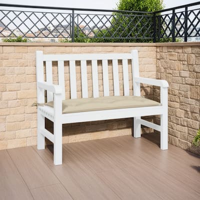 Outdoor Cushion for Bench, 79 Inch, Tufted Stitch White Oxford Fabric