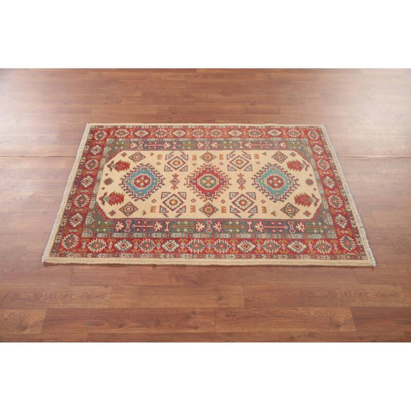 Kazak Oriental Foyer Rug Hand-Knotted Wool Carpet - 2'9" x 3'11"