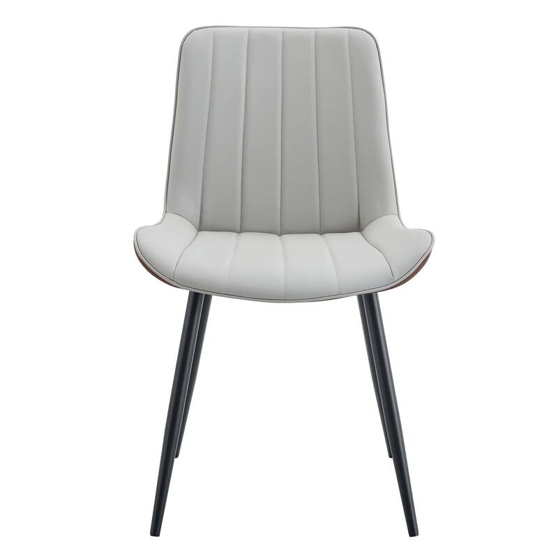 PU Dining Chair Set-Set of 4 - Brown&Gray