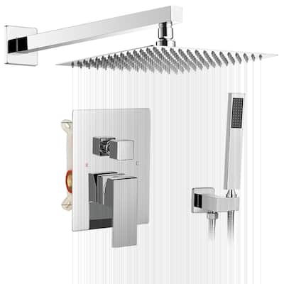 WIZ Wall Mount Rectangle Shower Head with Hand Shower Faucet