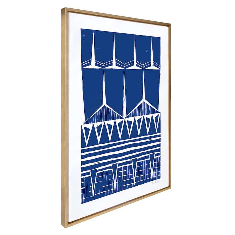 Kate and Laurel Sylvie Tribal Indigo Framed Canvas by Statement Goods