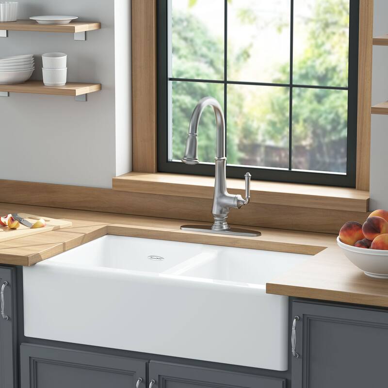 American Standard Delancey 33-1/16" Farmhouse Double Basin Cast Iron