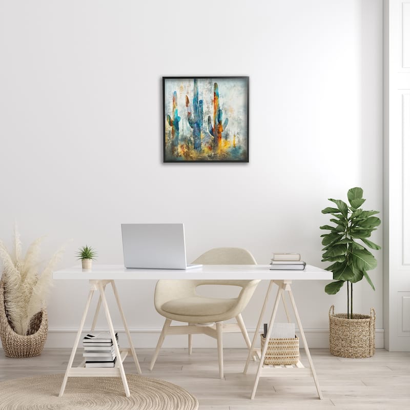 Stupell Abstract Cacti Silhouettes Vibrant Succulent Colors Framed Wall Art