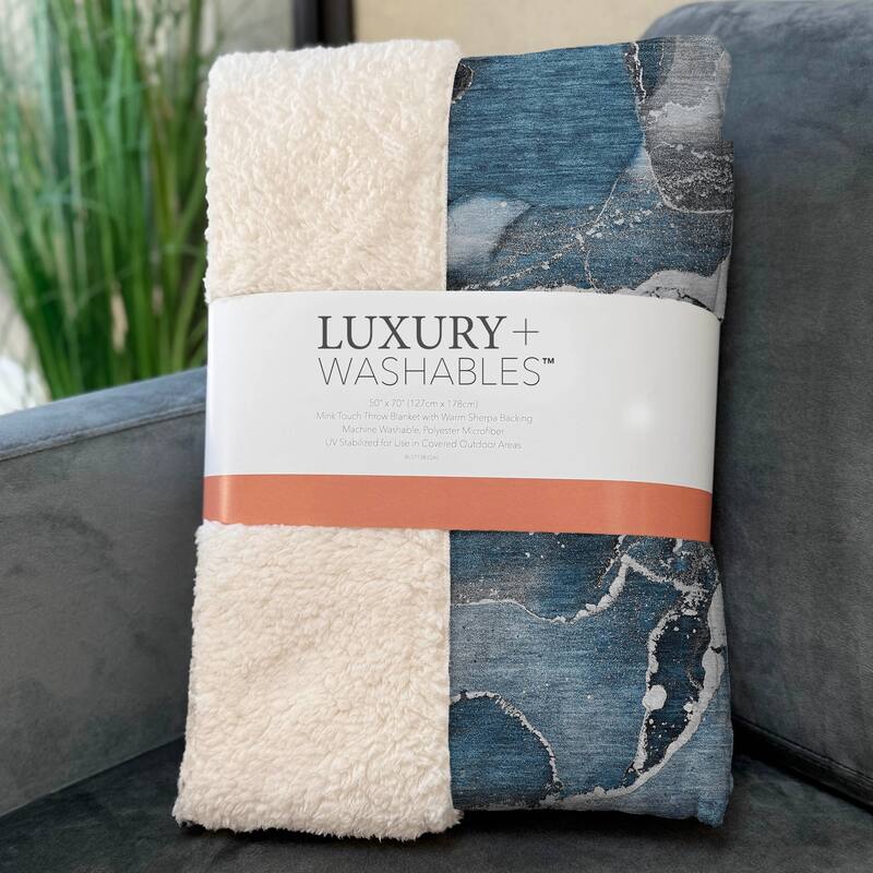 Premium Machine Washable Abstract Contemporary Sherpa Throw Blanket