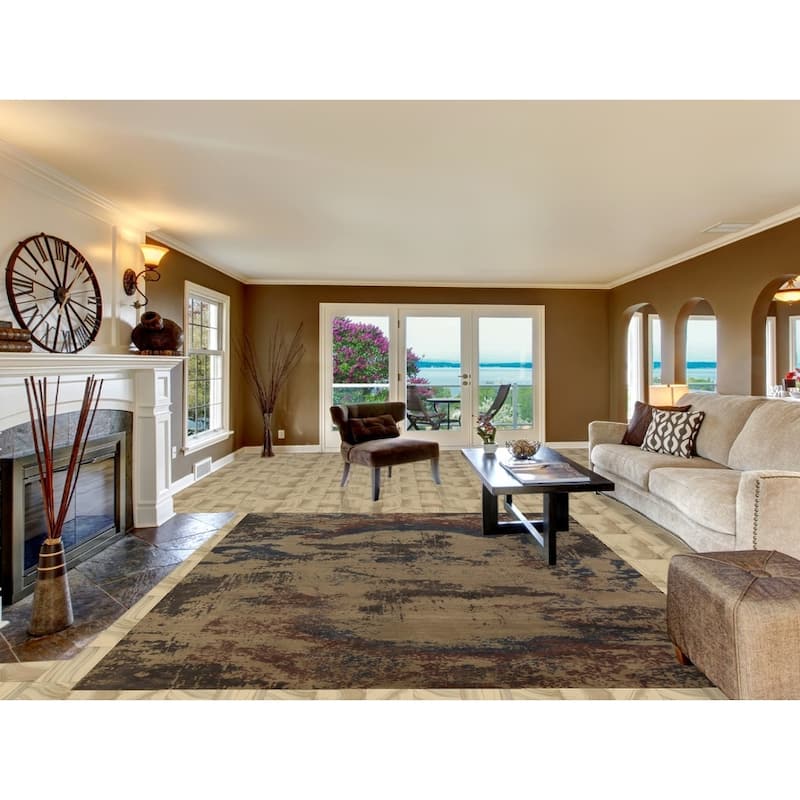 Handmande Abstract Indian Area Rug Handmade Wool Carpet - 7'10"x 9'10"