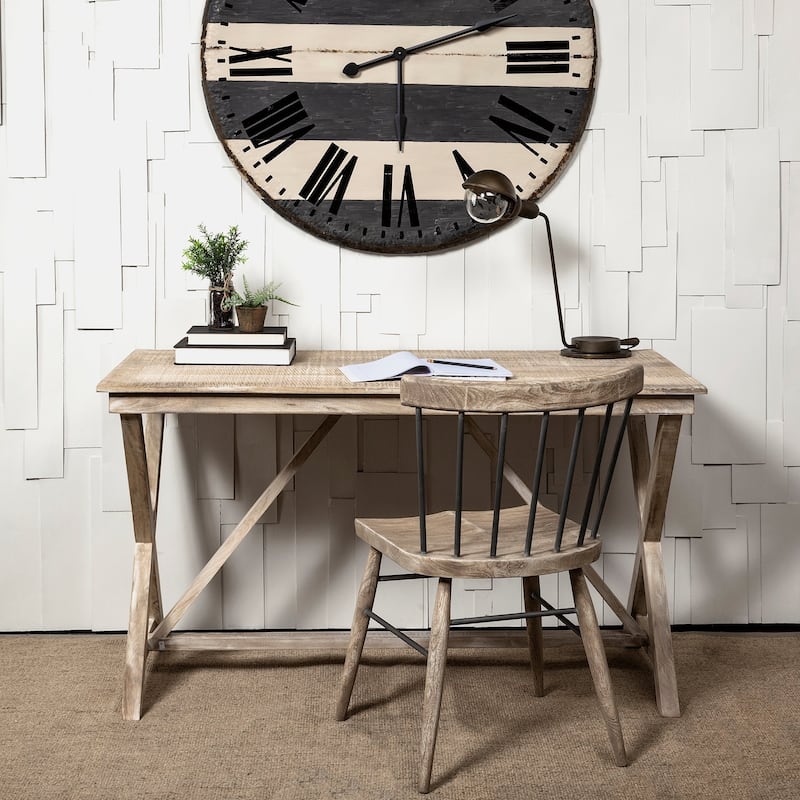 Tracy Light Brown Solid Wood w/ X Frame Desk