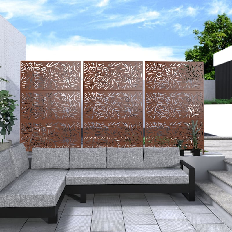 Privacy Screen Free Standing Bamboo Leaves