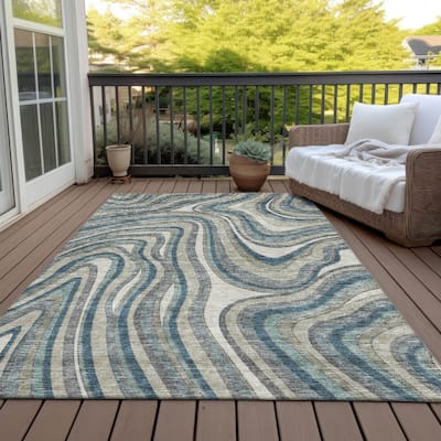 Machine Washable Indoor/ Outdoor Chantille Contemporary Abstract Rug