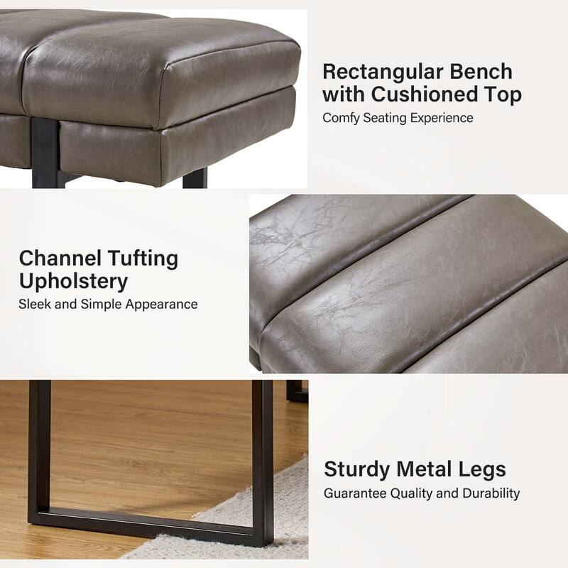 Laurens Modern 52.5'' Channel Tufted Bench with Mental Legs by HULALA HOME