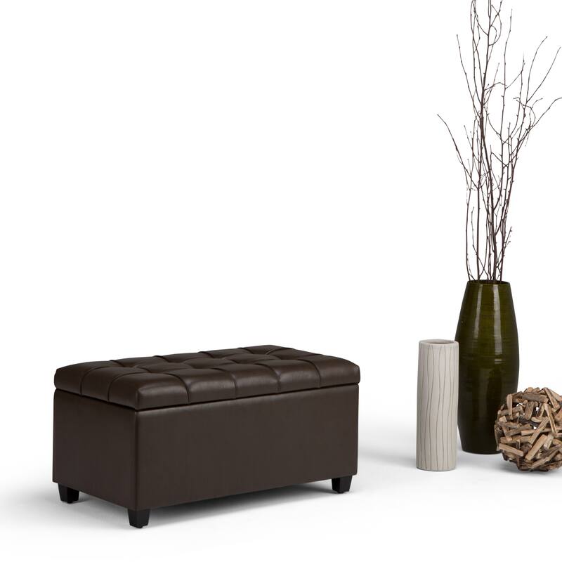 WYNDENHALL Marlowe 34 inch Wide Transitional Rectangle Storage Ottoman - Chocolate Brown