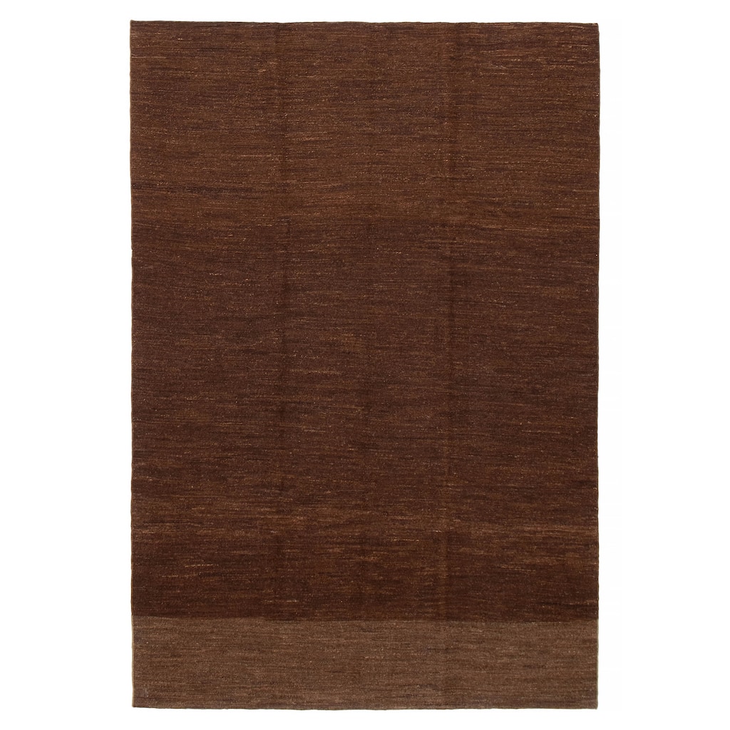 ECARPETGALLERY Flat-Weave Natural Brown Wool Kilim - 6'10 x 9'9