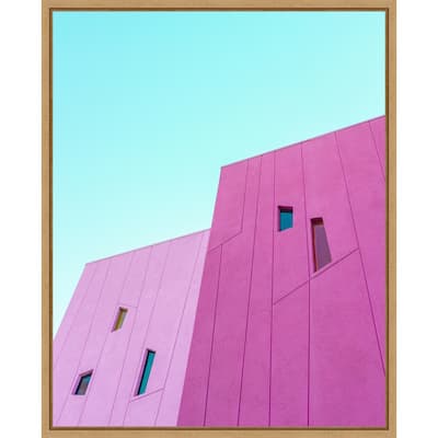 Saguaro Hotel Pink Building Walls by Tom Windeknecht Framed Canvas Wall Art Print - Sylvie Natural