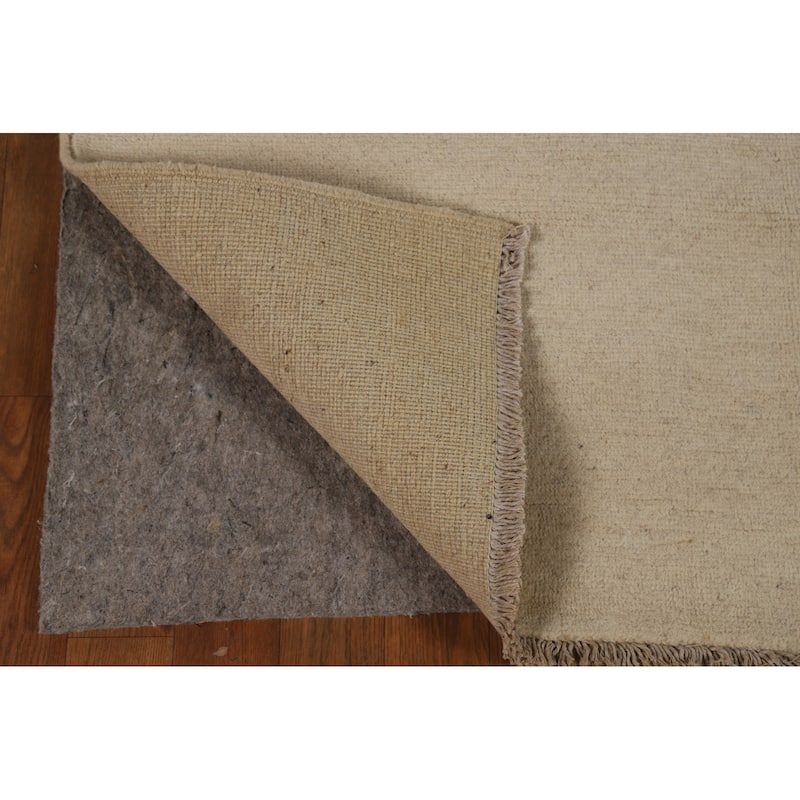 Beige Gabbeh Modern Rug Hand-Knotted Wool Carpet - 4'2"x 5'10"