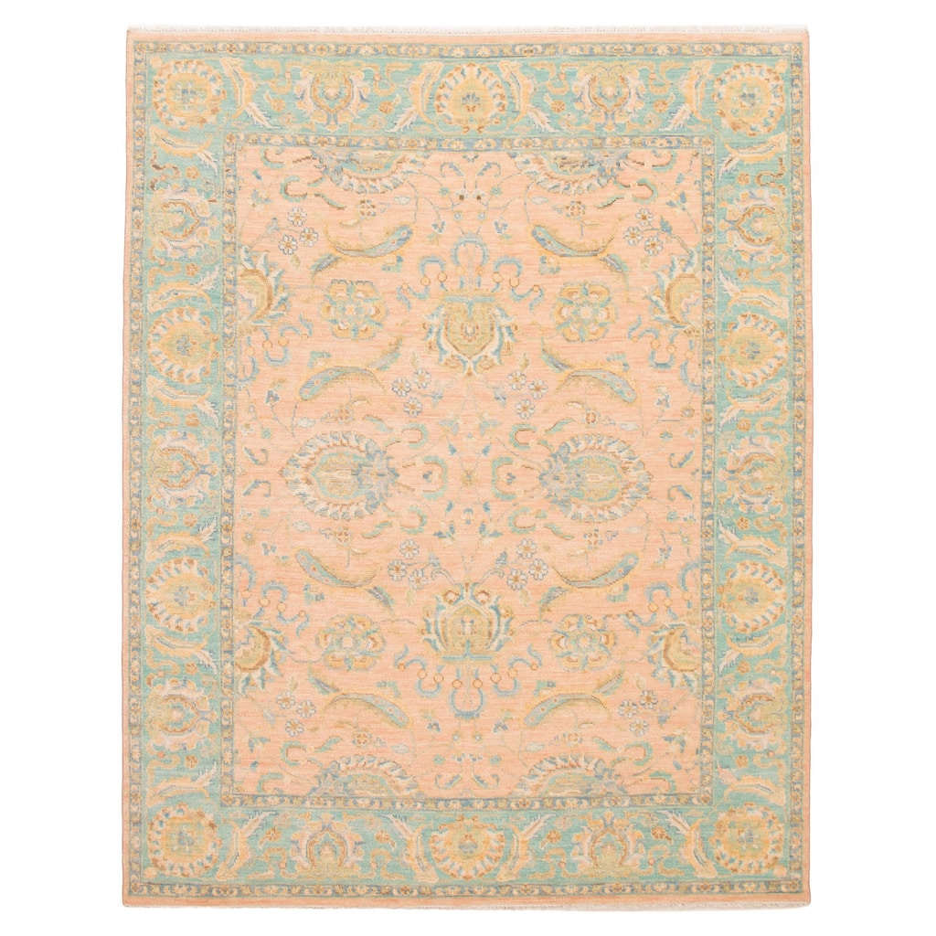 ECARPETGALLERY Hand-knotted Modern Oushak Coral Wool Rug - 8' 2" x 10' 4"